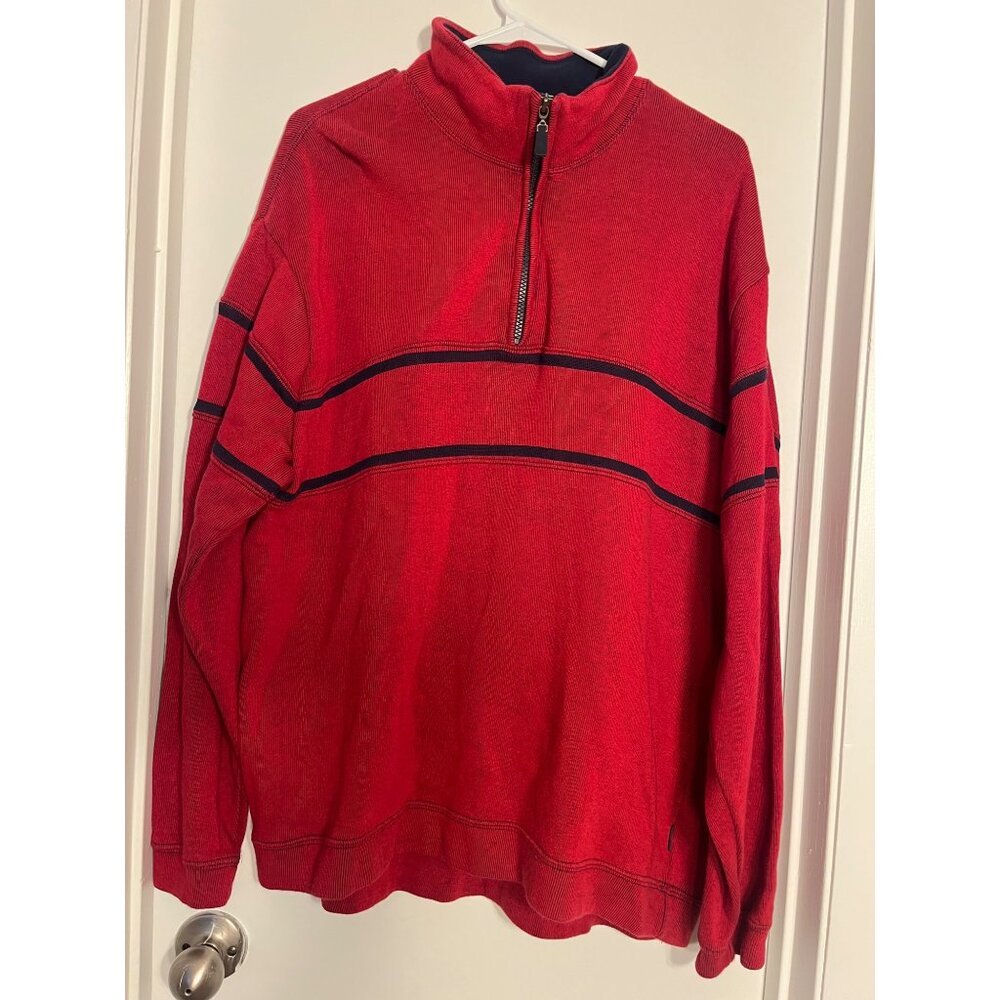 Arrow Mens Red Quarter Zip Pullover XL 100% Combed Cotton Classic Fit Sweater